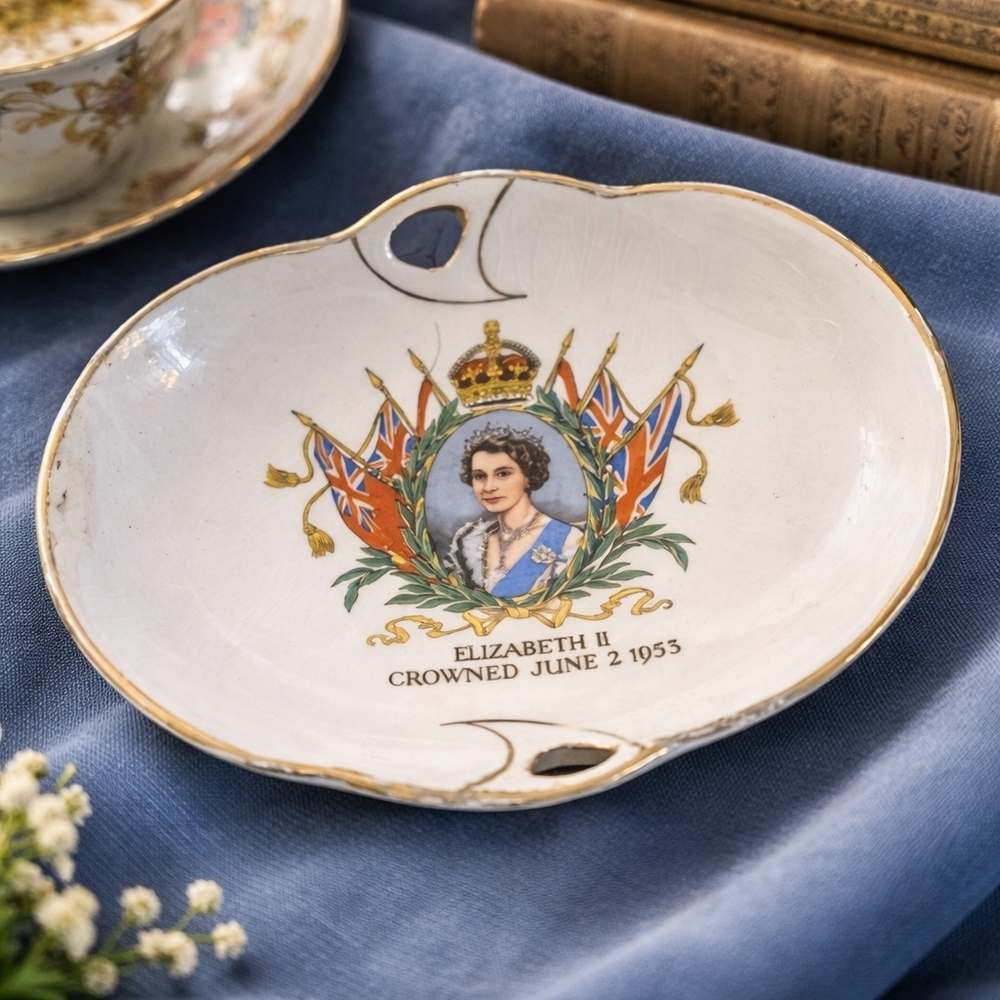 Vintage Queen Elizabeth II 1953 Coronation Trinket Dish - Royal Memorabilia